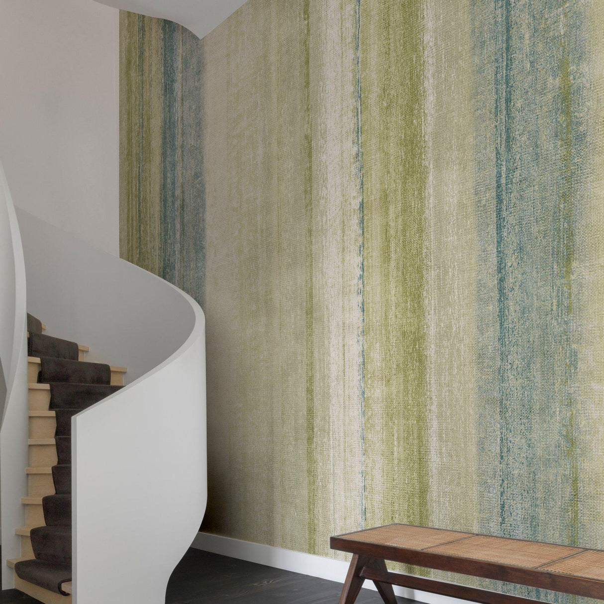 Galerie PW6001 Precious Weaves Styled Stripes Green Mural PW6001 Green Mural