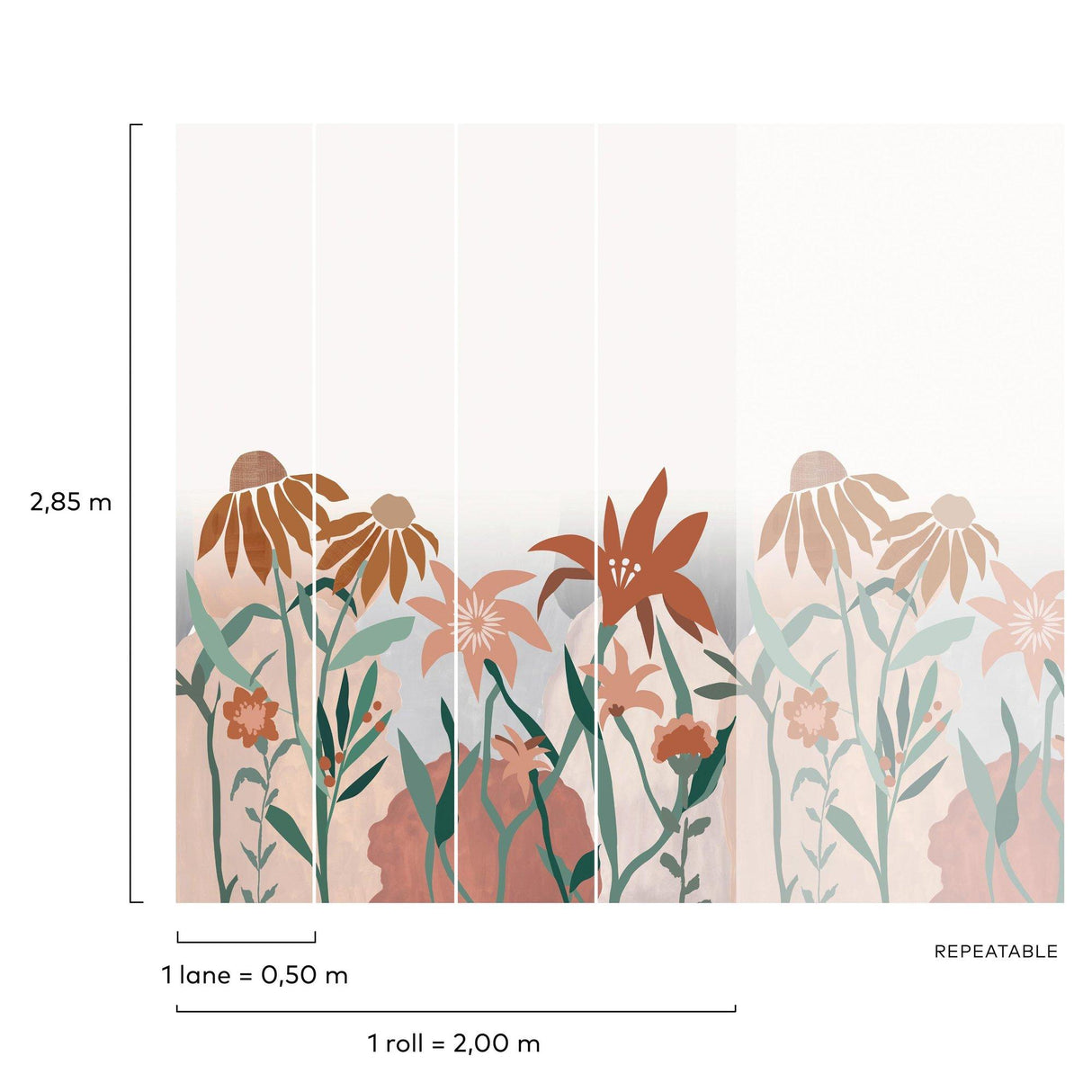 Galerie RB303 Day Dreamers Flowers Multi-colored Mural RB303 Multi-colored Mural