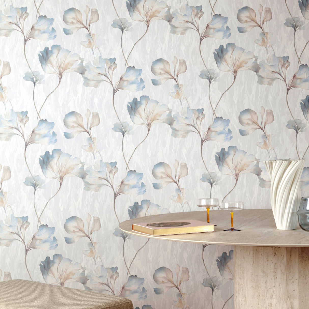 Galerie VE3307 Very Classical Floral All-over Blue Wallpaper VE3307 Blue Wallpaper