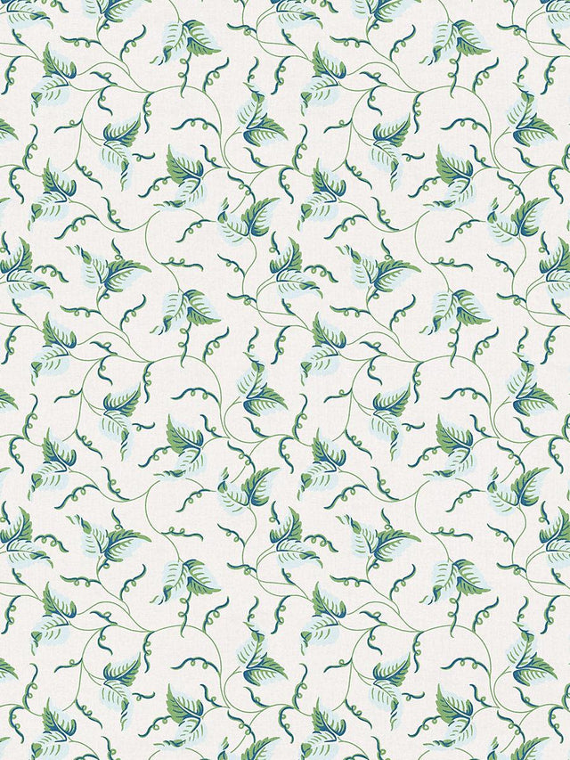 Scalamandre Angle Leaf Print Sky Garden Fabric