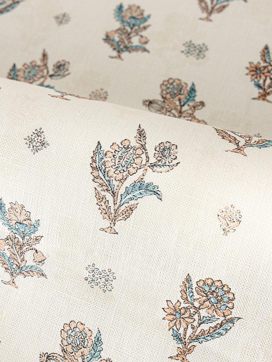 Scalamandre Calico Print Peach Aqua Fabric