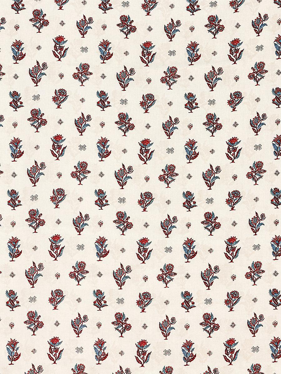 Scalamandre Calico Print Ruby Peacock Fabric