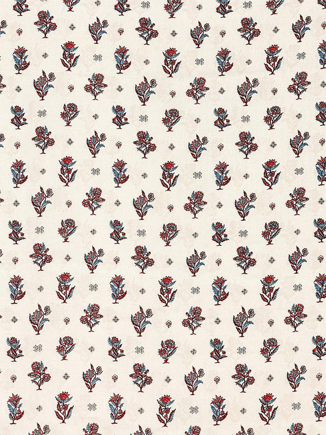 Scalamandre Calico Print Ruby Peacock Fabric