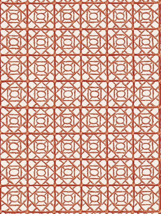 Scalamandre Ormond Fret Print Lacquer Red Fabric