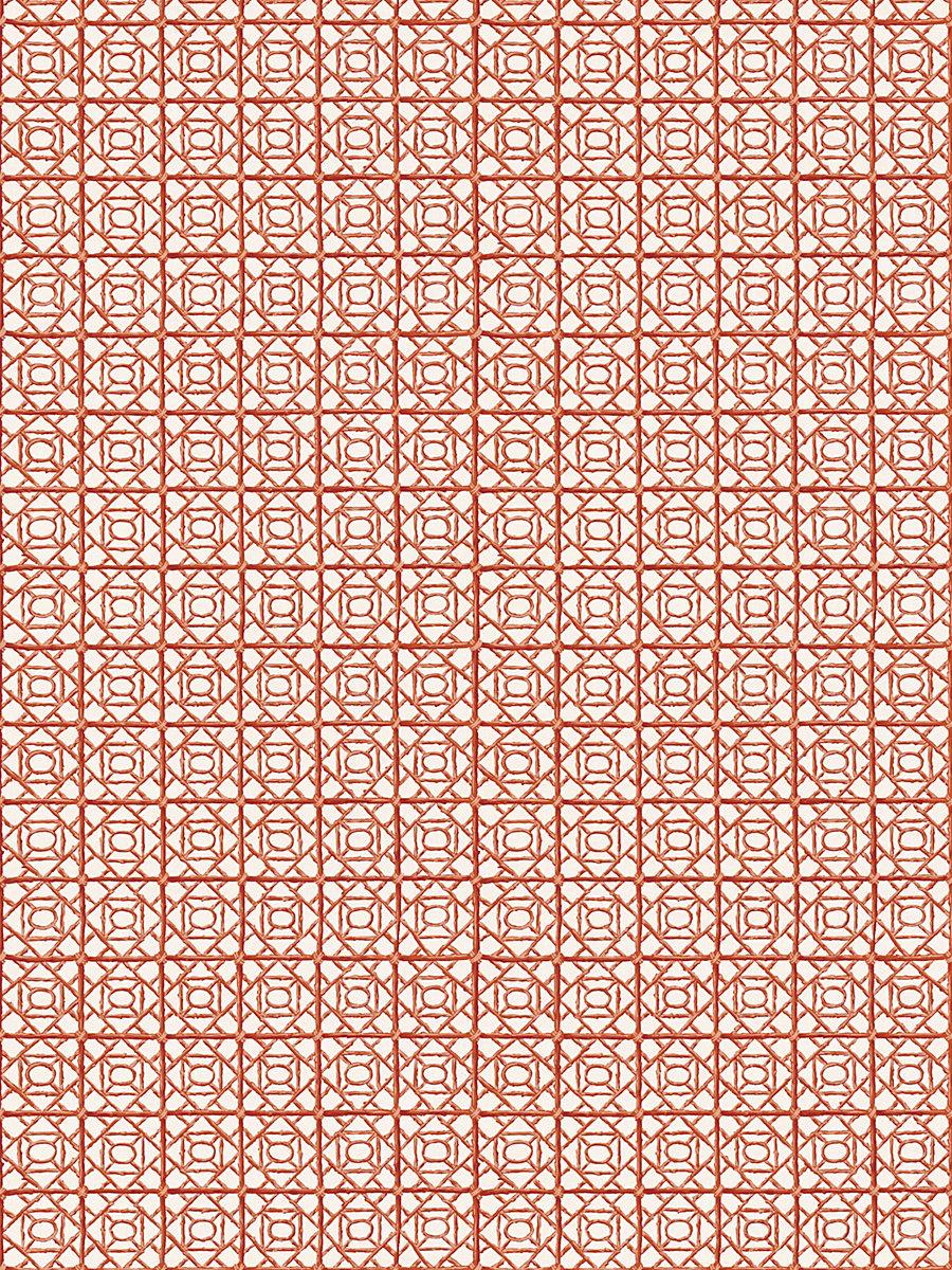 Scalamandre Ormond Fret Print Lacquer Red Fabric