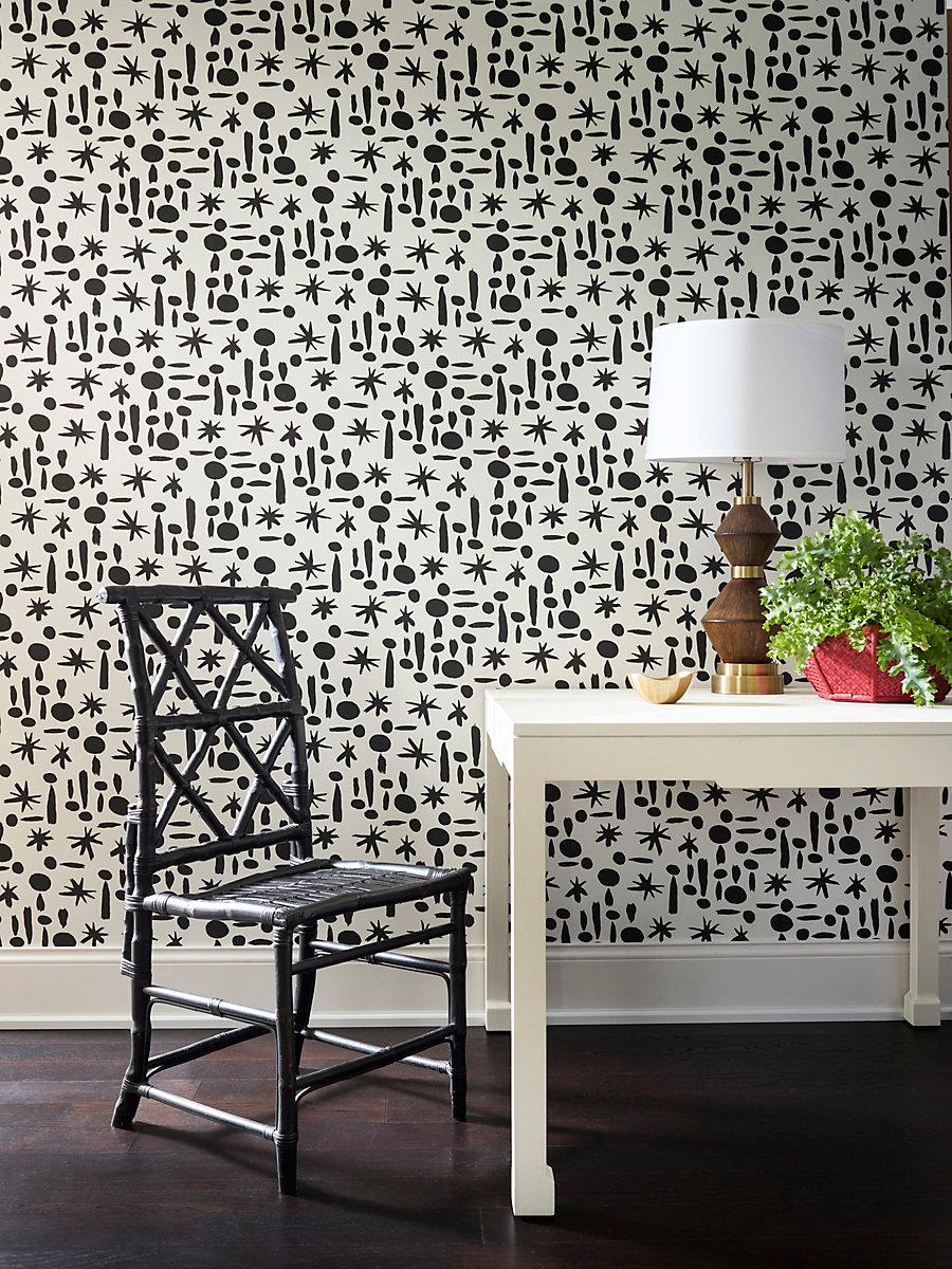 Hinson Miro Wallcovering Ebony Wallpaper