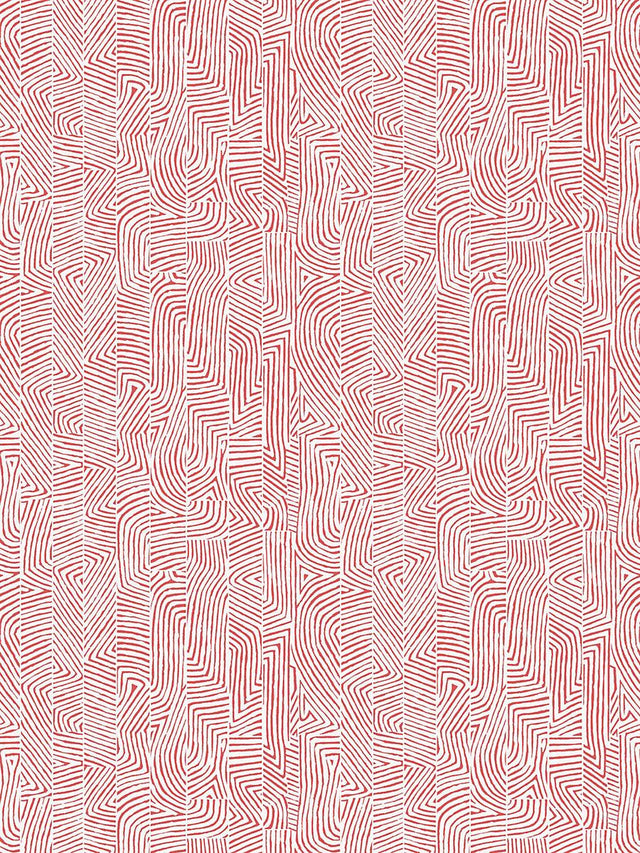 Hinson Combed Stripe Wallcovering Coral Red Wallpaper