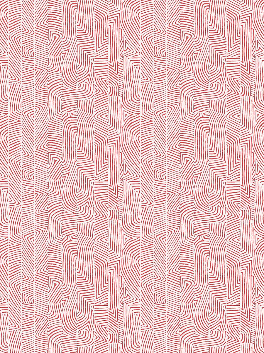 Hinson Combed Stripe Wallcovering Coral Red Wallpaper