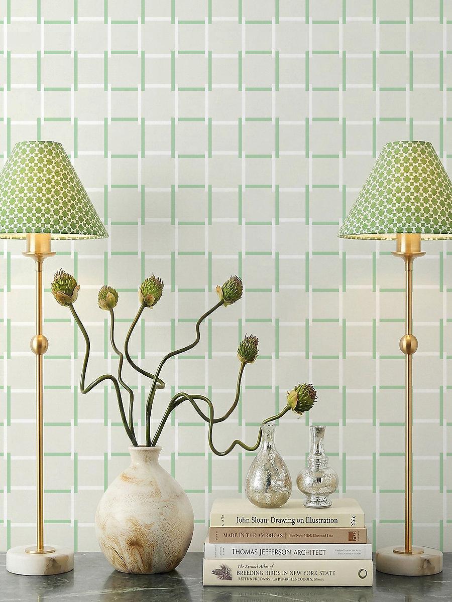 Hinson All Square Wallcovering Green Trellis Wallpaper