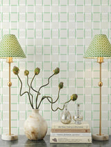 Hinson All Square Wallcovering Green Trellis Wallpaper