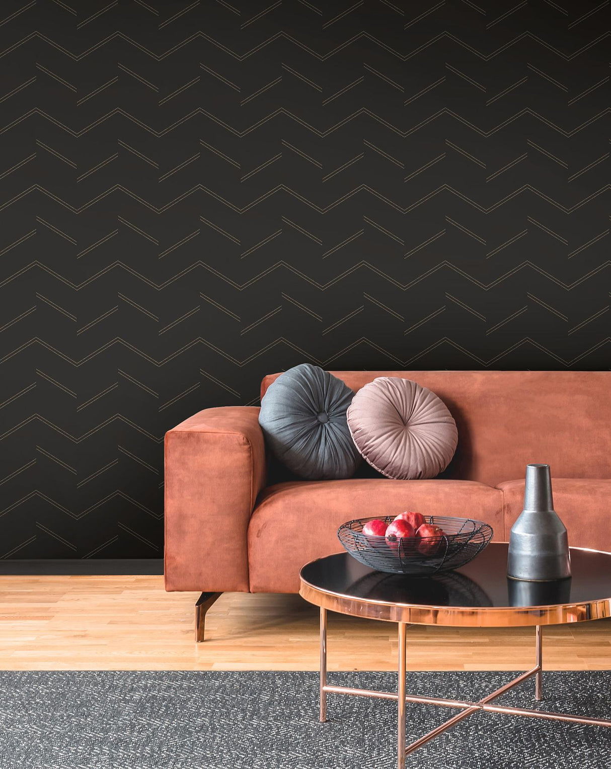 York Aviator Black Abstract Chevron Wallpaper