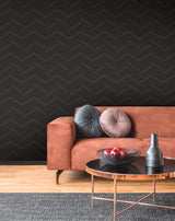 York Aviator Black Abstract Chevron Wallpaper
