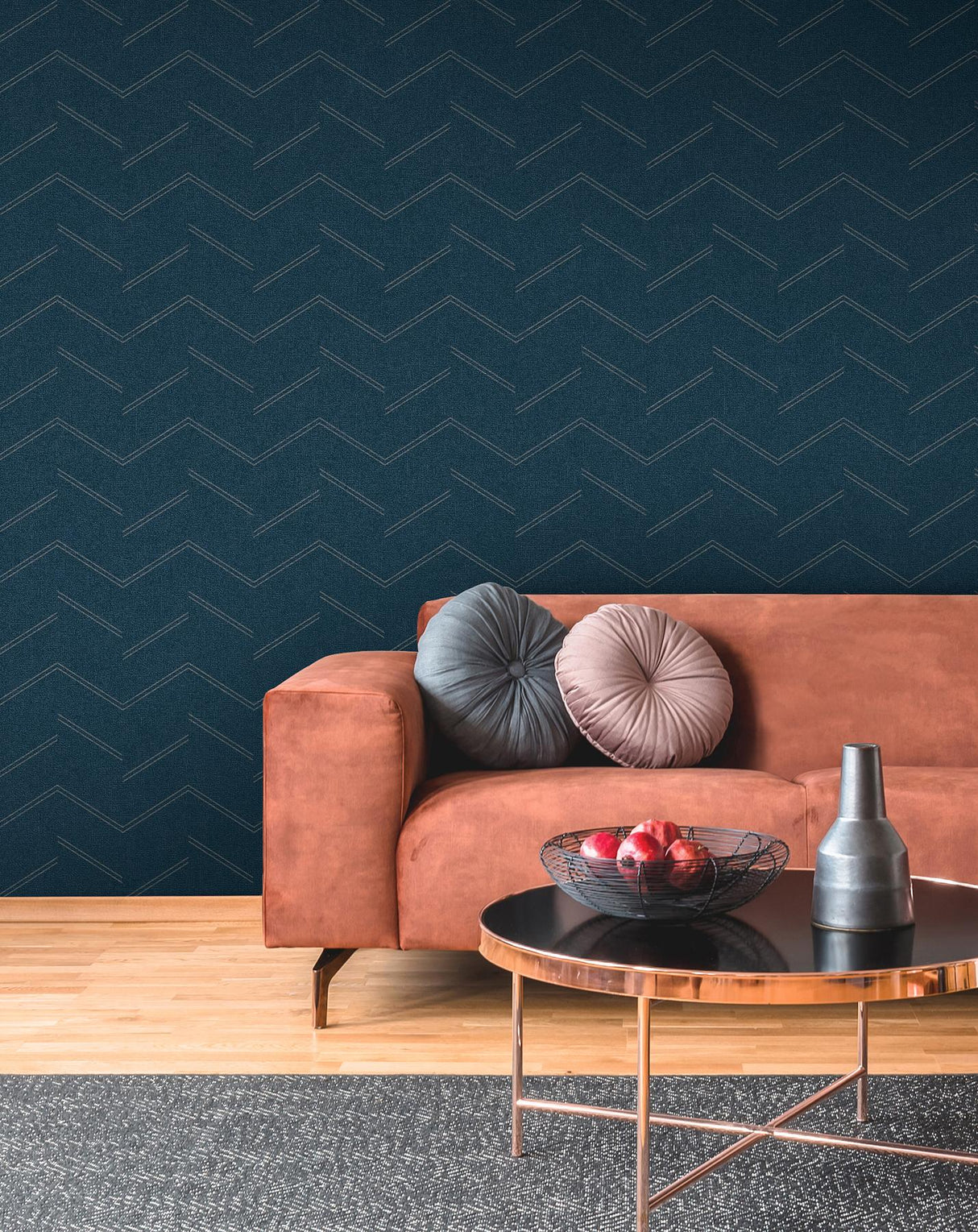 York Aviator Indigo Abstract Chevron Wallpaper