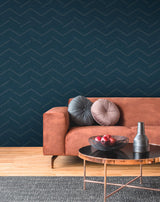 York Aviator Indigo Abstract Chevron Wallpaper