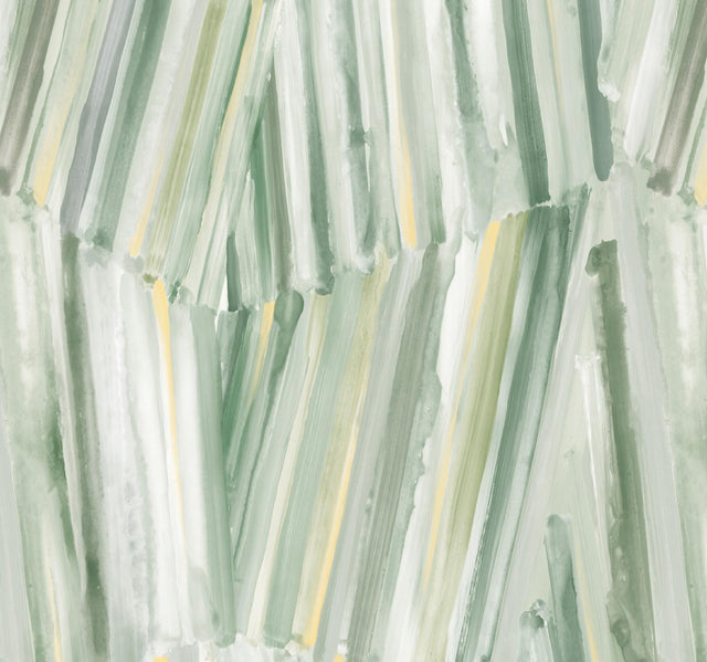 York Masterwork Sea Green Brushstrokes Wallpaper