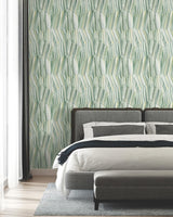 York Masterwork Sea Green Brushstrokes Wallpaper