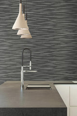 York Longitude Charcoal Striated Wallpaper