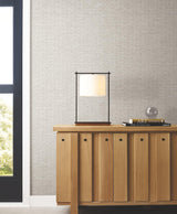 York Kelce Silver Geometric Faux Grasscloth Wallpaper