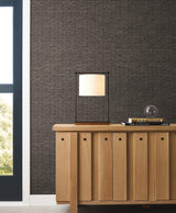 York Kelce Charcoal Geometric Faux Grasscloth Wallpaper