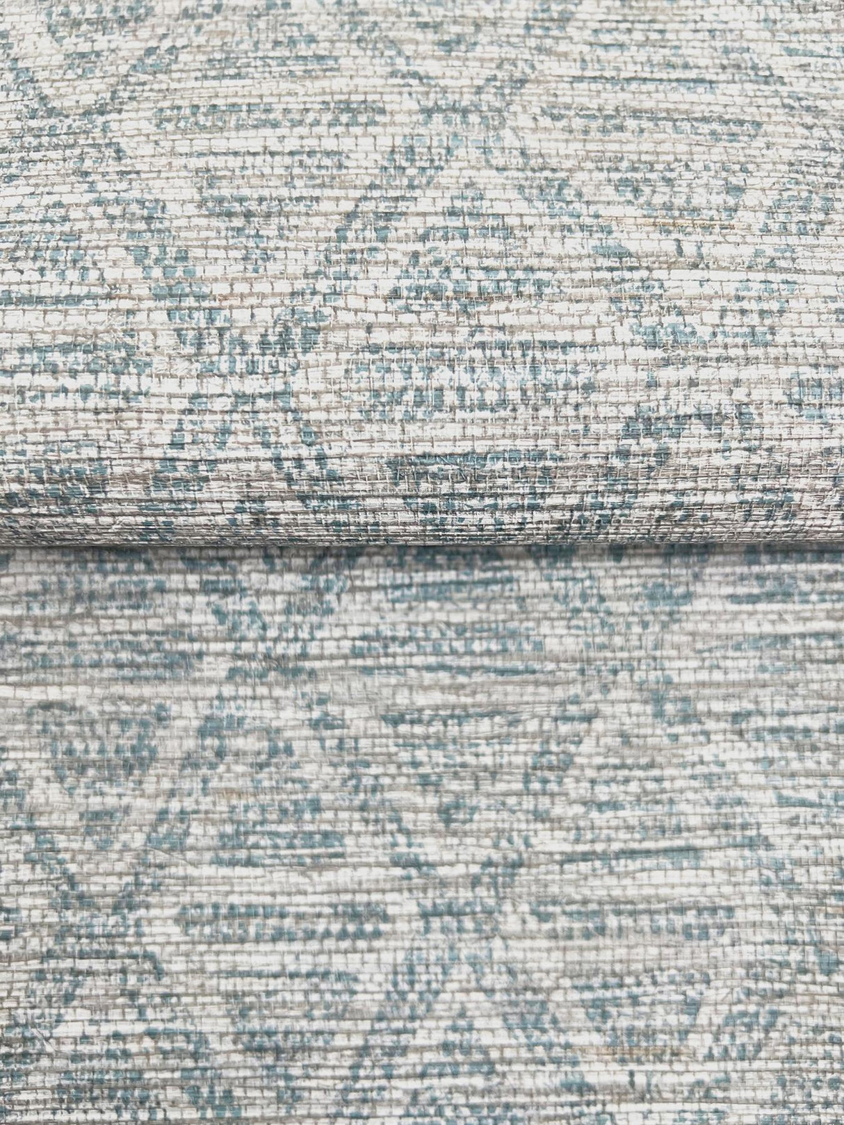 York Kelce Slate Geometric Faux Grasscloth Wallpaper