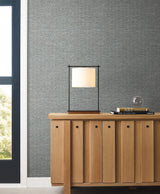 York Kelce Slate Geometric Faux Grasscloth Wallpaper