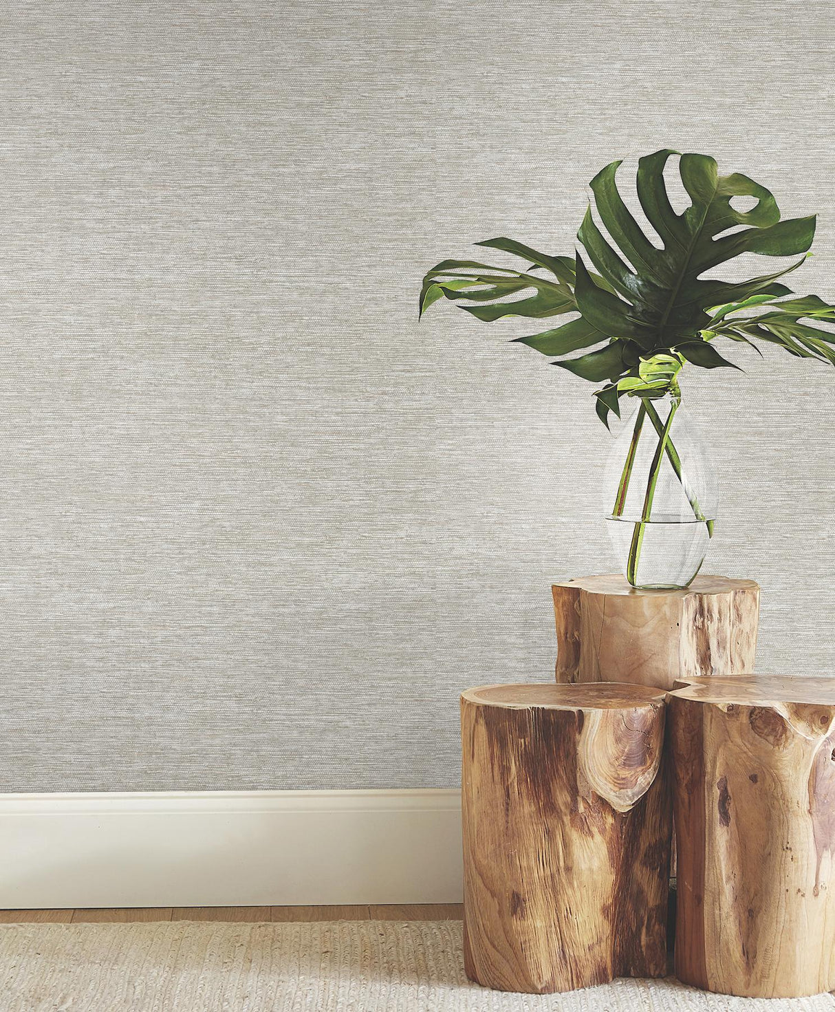 York Mae Grey Faux Grasscloth Wallpaper