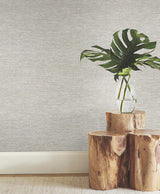 York Mae Grey Faux Grasscloth Wallpaper