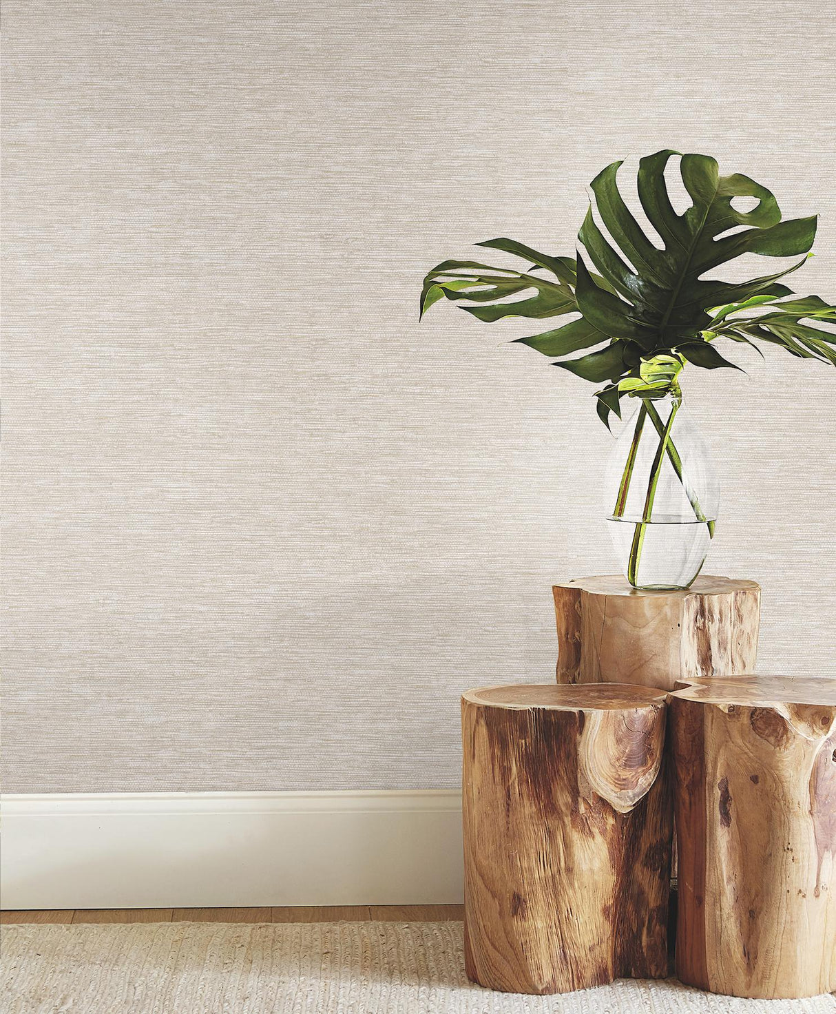 York Mae Beige Faux Grasscloth Wallpaper
