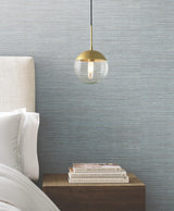 York Nira Light Blue Fabric Weave Wallpaper