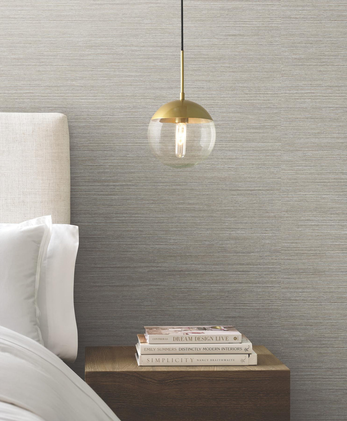York Nira Grey Fabric Weave Wallpaper