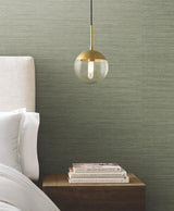 York Nira Green Fabric Weave Wallpaper
