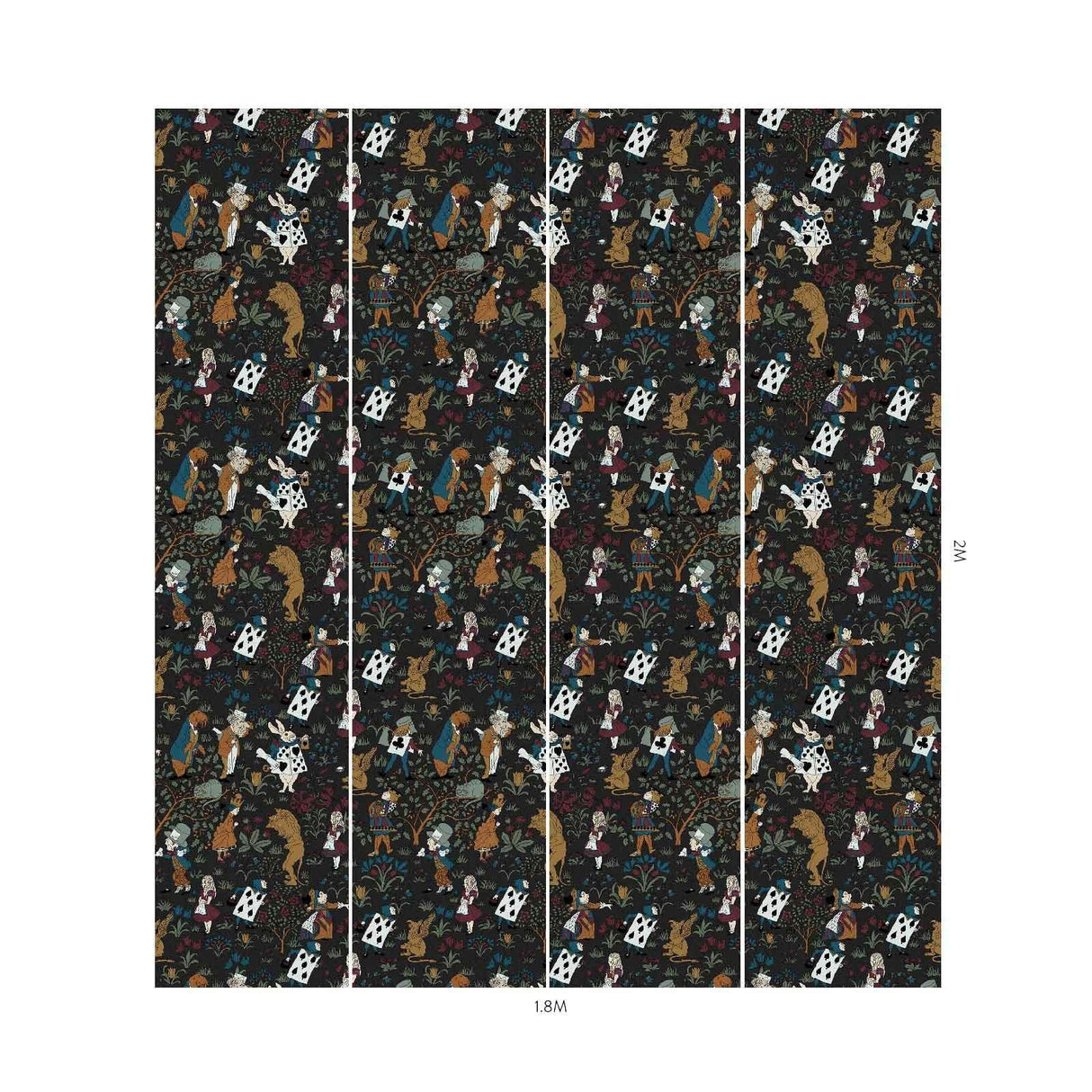 House of Hackney ALICE IN WONDERLAND Wallpaper - Noir (9'10" - full height)