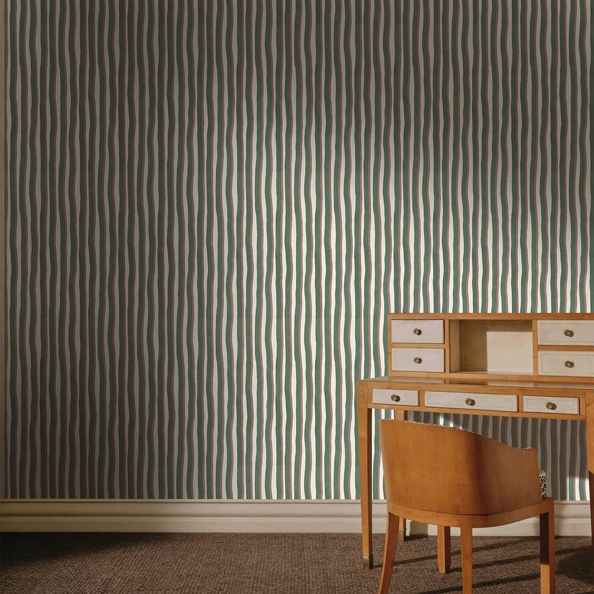 House of Hackney ARTIST'S SHADOW STRIPE Wallpaper - Hedera & Hosta (9'10" - full height)