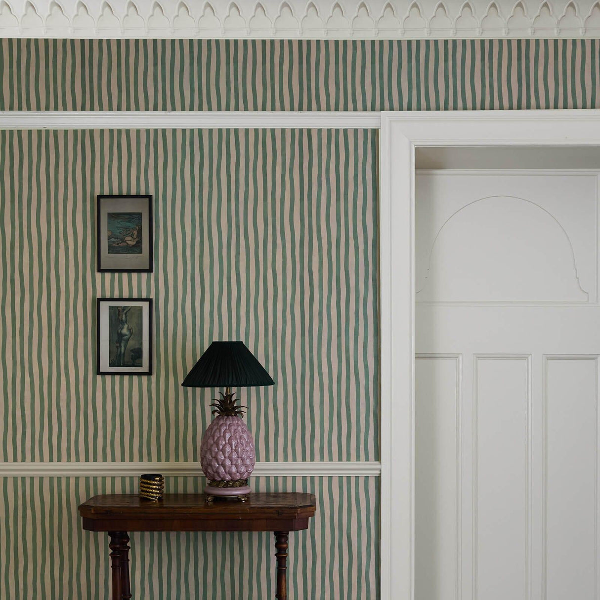 House of Hackney ARTIST'S STRIPE Wallpaper - Euphorbia & Alabaster (9'10" - full height)