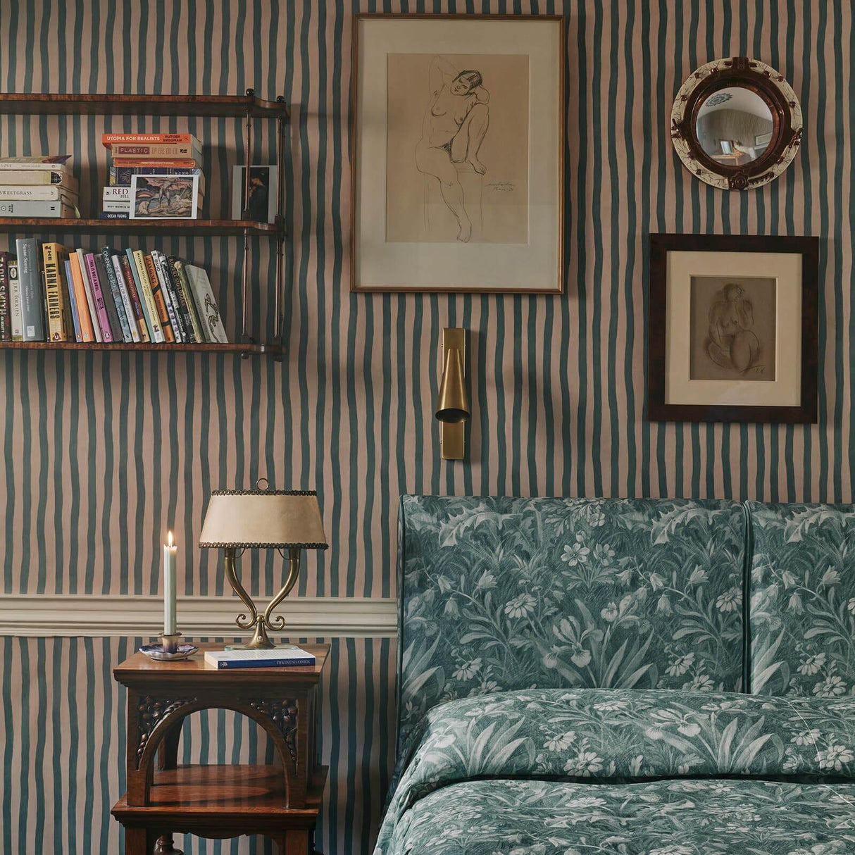 House of Hackney ARTIST'S STRIPE Wallpaper - Euphorbia & Alabaster (9'10" - full height)