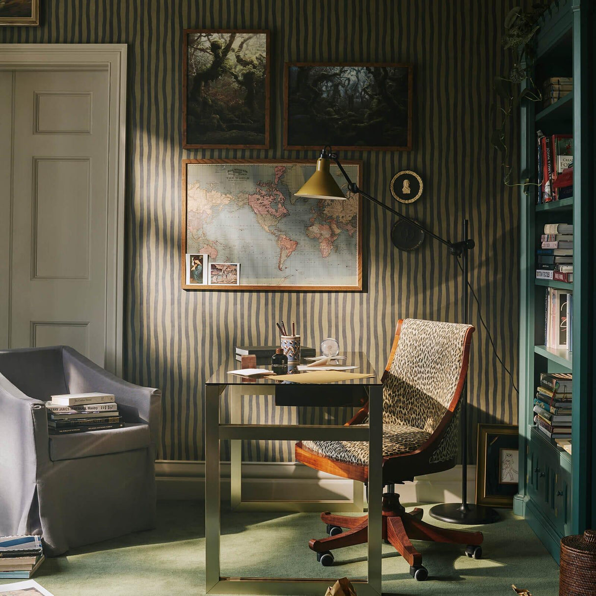 House of Hackney ARTIST'S STRIPE Wallpaper - Laurustine & Galaxias (9'10" - full height)