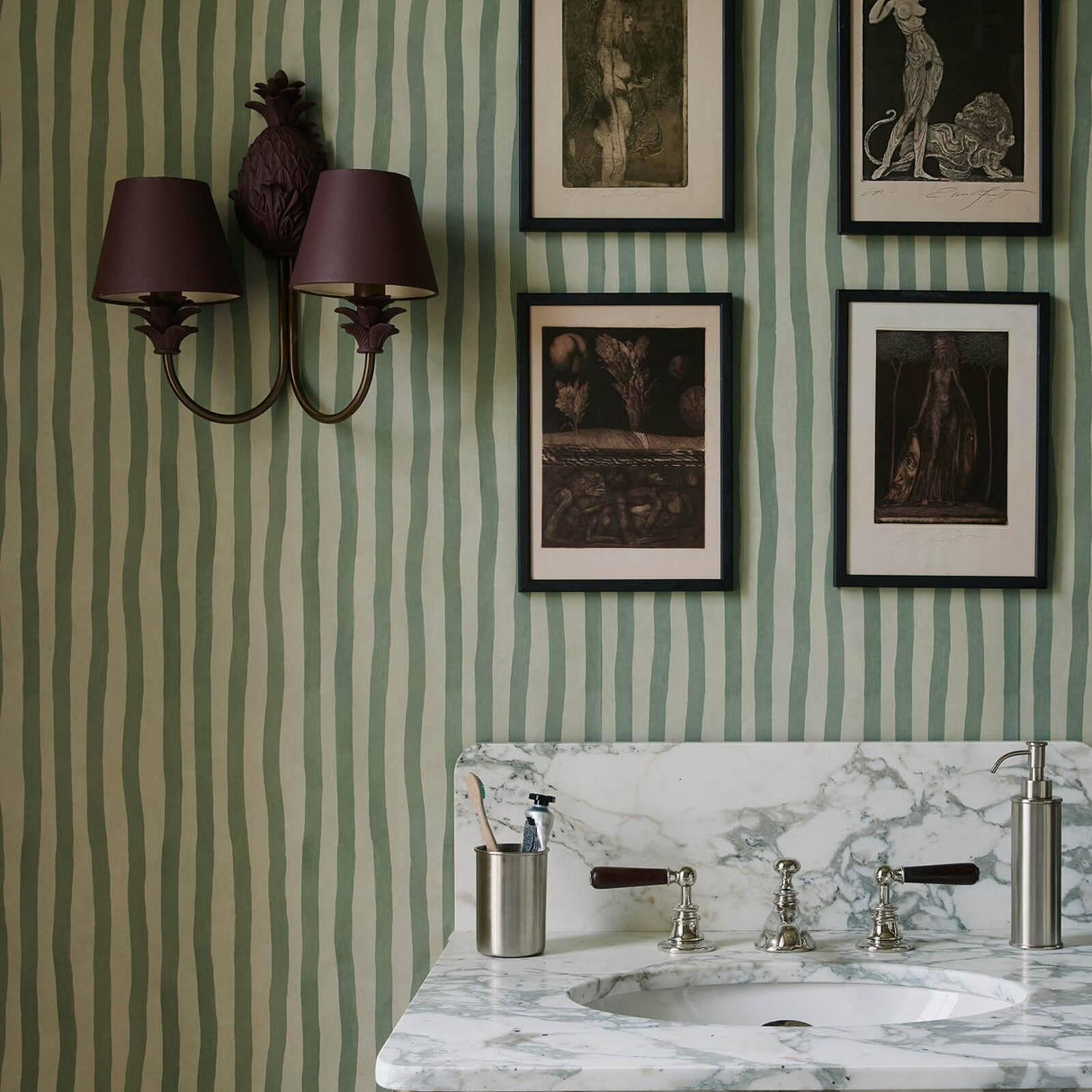 House of Hackney ARTIST'S STRIPE Wallpaper - Opal (9'10" - full height)