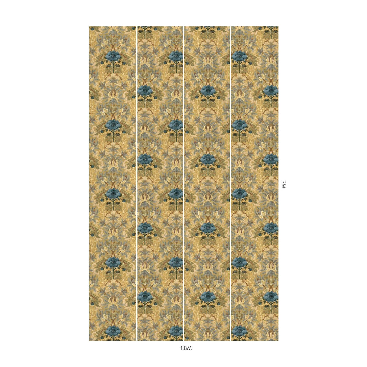 House of Hackney THE BLUE ROSE WEEPING Wallpaper - Aurelian (9'10" - full height)