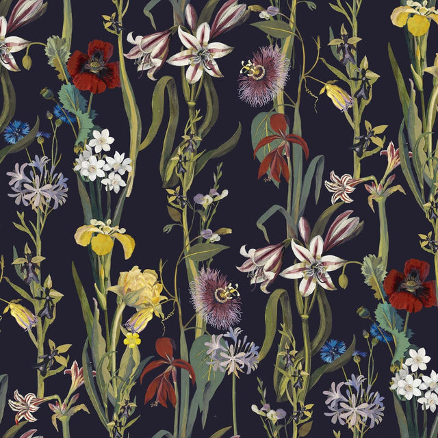 House of Hackney FLORA DELANICA Wallpaper - Midnight (9'10" - full height)