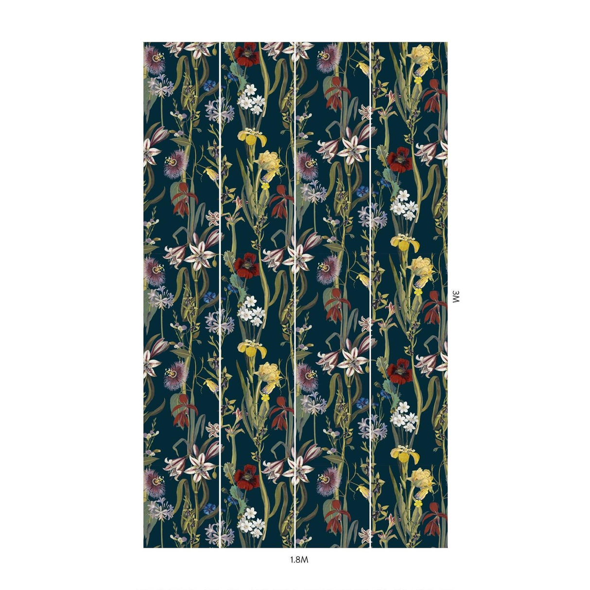 House of Hackney FLORA DELANICA Wallpaper - Midnight (9'10" - full height)