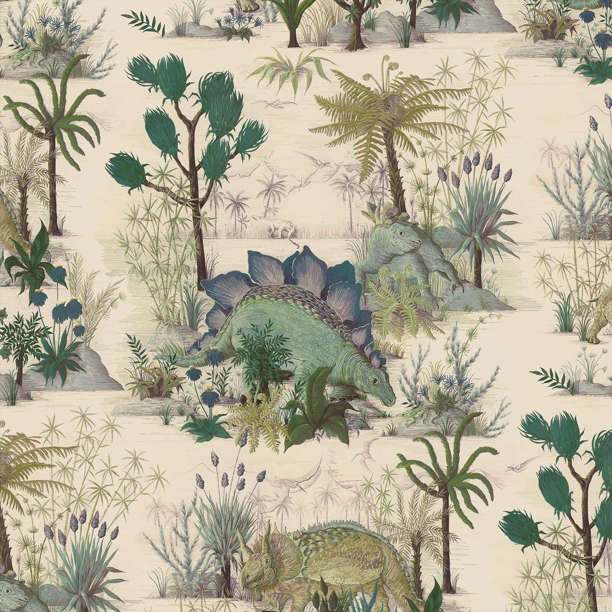 House of Hackney DINOSAURIA Wallpaper - Ecru (9'10" - full height)