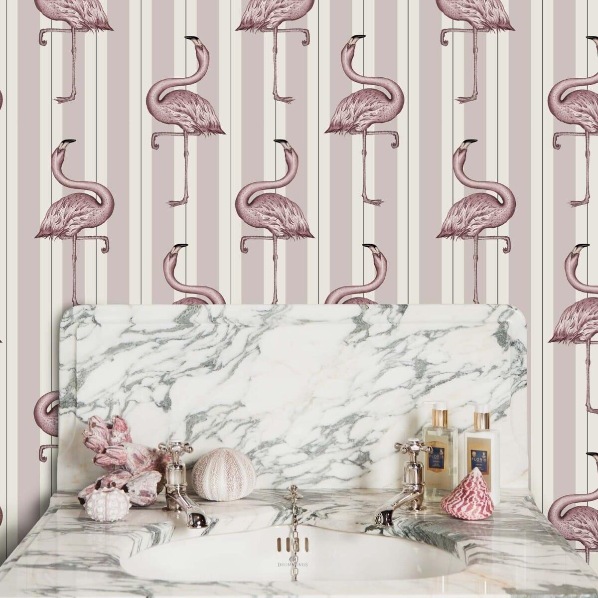 House of Hackney FLAMBOYANCE Wallpaper - Off White & Macaroon Pink (9'10" - full height)