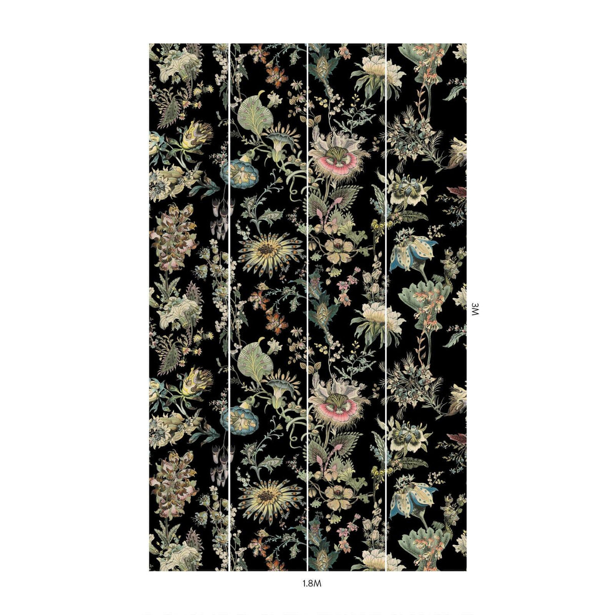 House of Hackney FLORA FANTASIA Wallpaper - Noir (9'10" - full height)