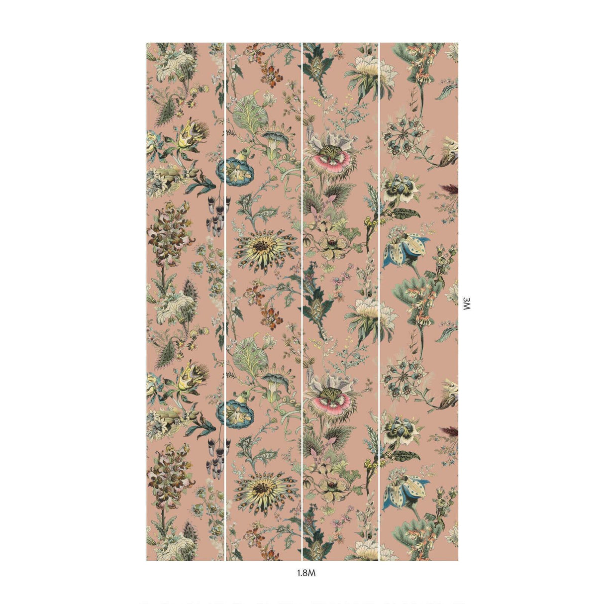 House of Hackney FLORA FANTASIA Wallpaper - Bisque Pink (9'10" - full height)