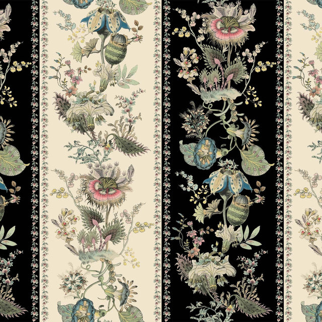 House of Hackney FLORA FANTASIA Wallpaper - Noir Stripe (9'10" - full height)