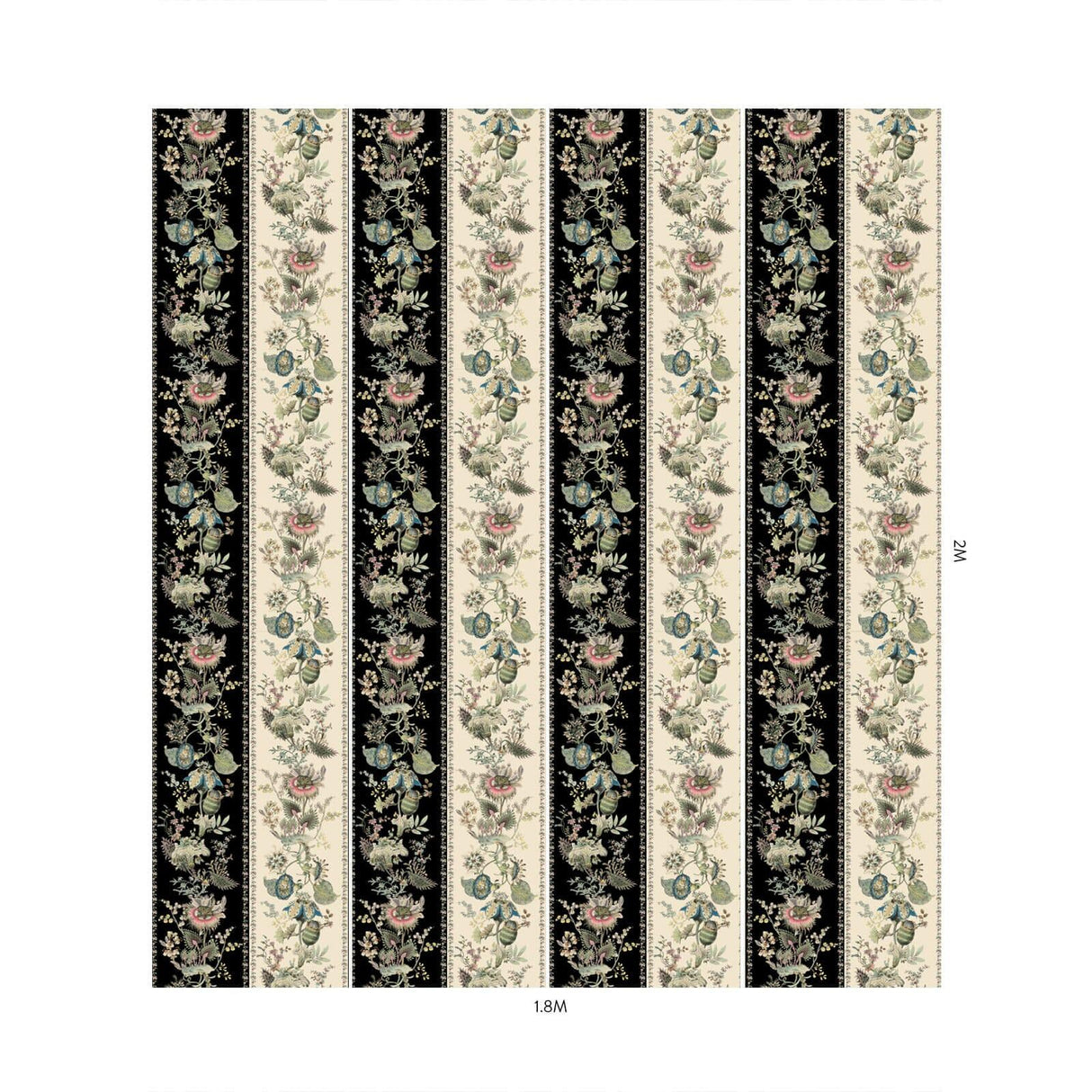 House of Hackney FLORA FANTASIA Wallpaper - Noir Stripe (9'10" - full height)