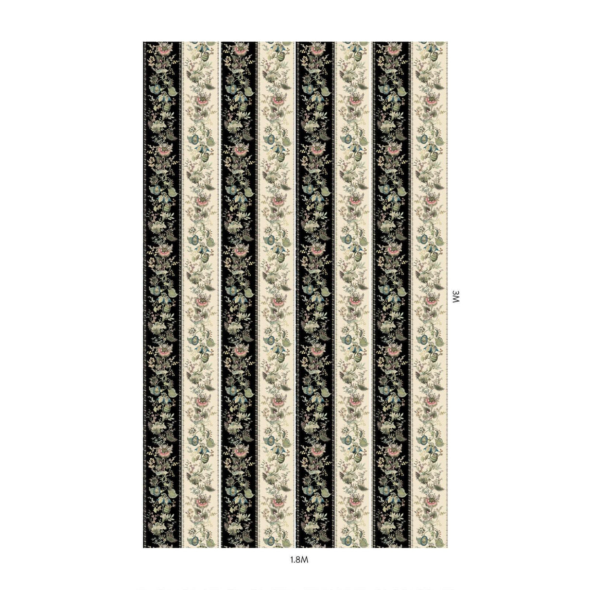 House of Hackney FLORA FANTASIA Wallpaper - Noir Stripe (9'10" - full height)