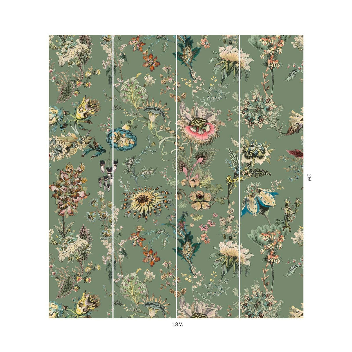 House of Hackney FLORA FANTASIA Wallpaper - Verdigris (9'10" - full height)