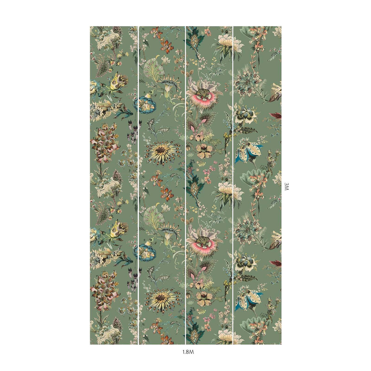 House of Hackney FLORA FANTASIA Wallpaper - Verdigris (9'10" - full height)