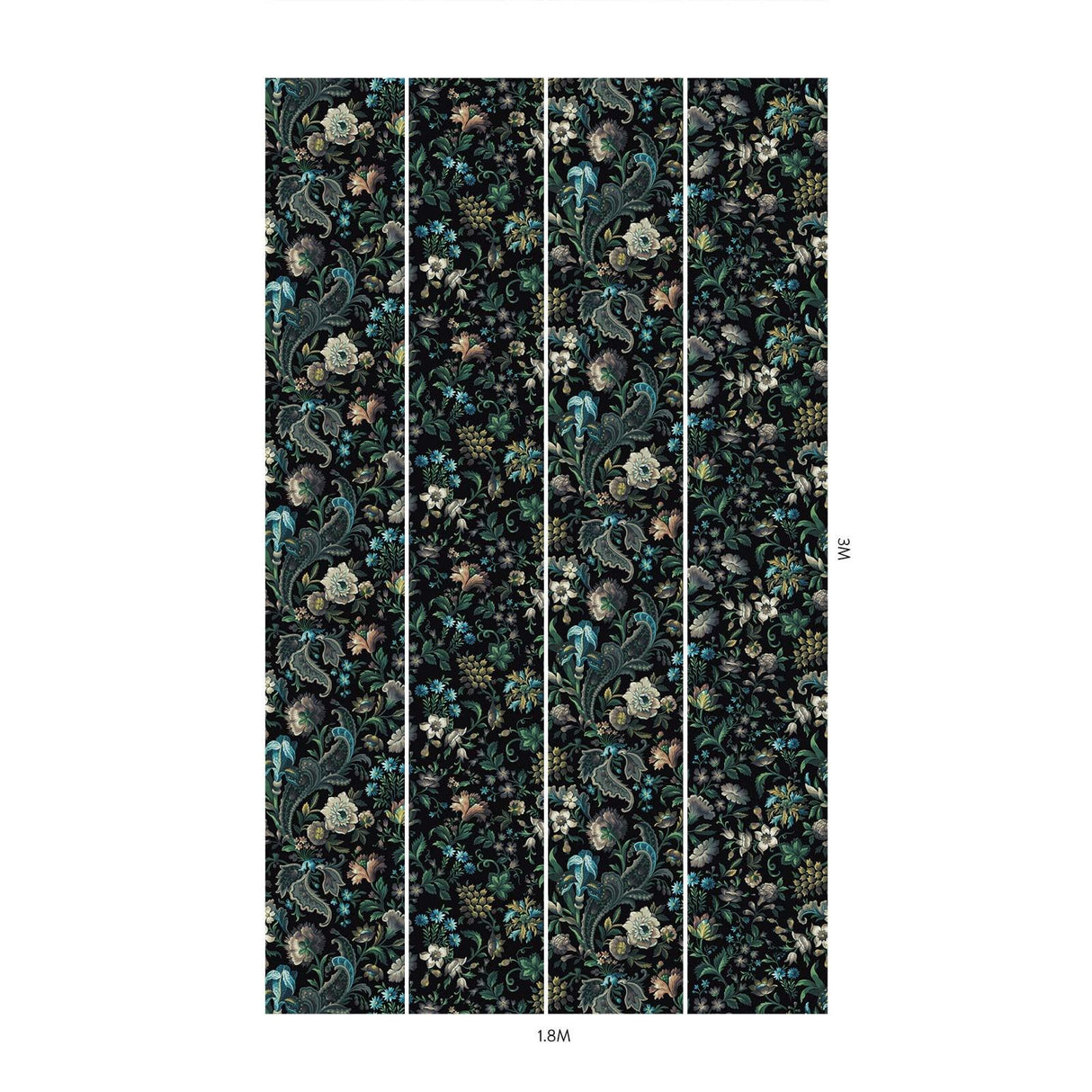 House of Hackney FLORIKA Wallpaper - Onyx (9'10" - full height)